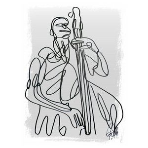 Double Upright Bass Player Music Poster Print Wall Art 18x24